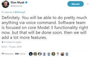 Tweet Elon Musk Model 3